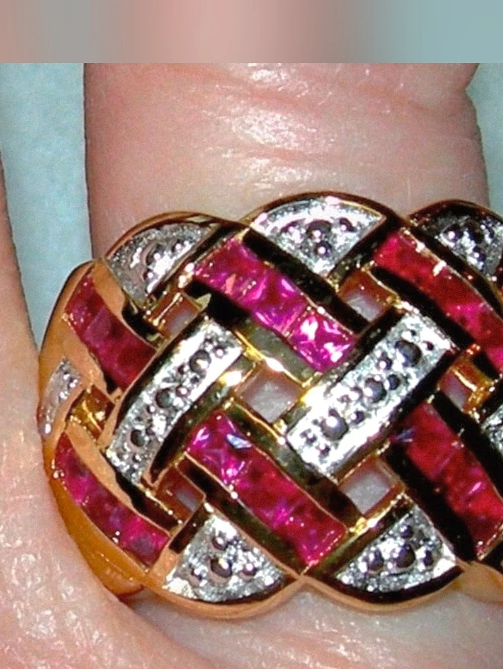Wide Ruby CZ Ring size 6